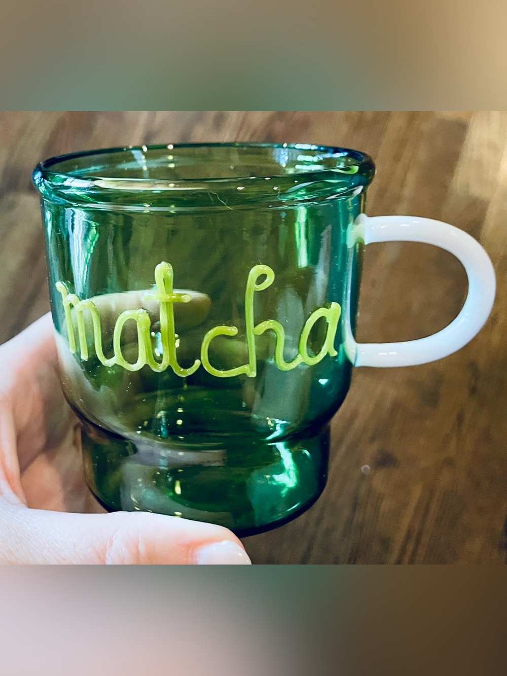 NIB Anthropologie Matcha Glass Mug Icon